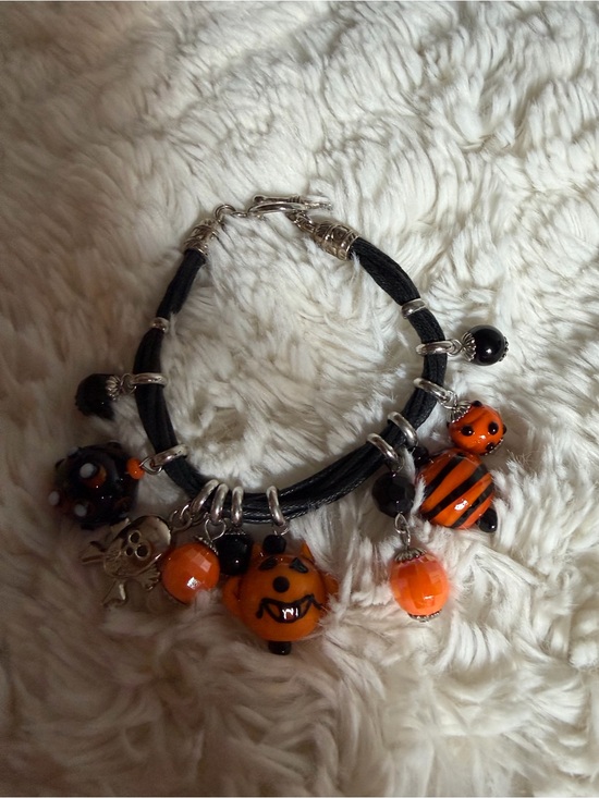 Jewelry - Fun and funky glass bead Halloween Charm Bracelet -